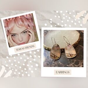 Elegant Silver and Brown Stone Earrings